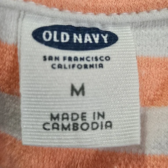 Old Navy Size M Cotton Polyester Orange White Striped Womens Tank Dress with - Picture 10 of 16